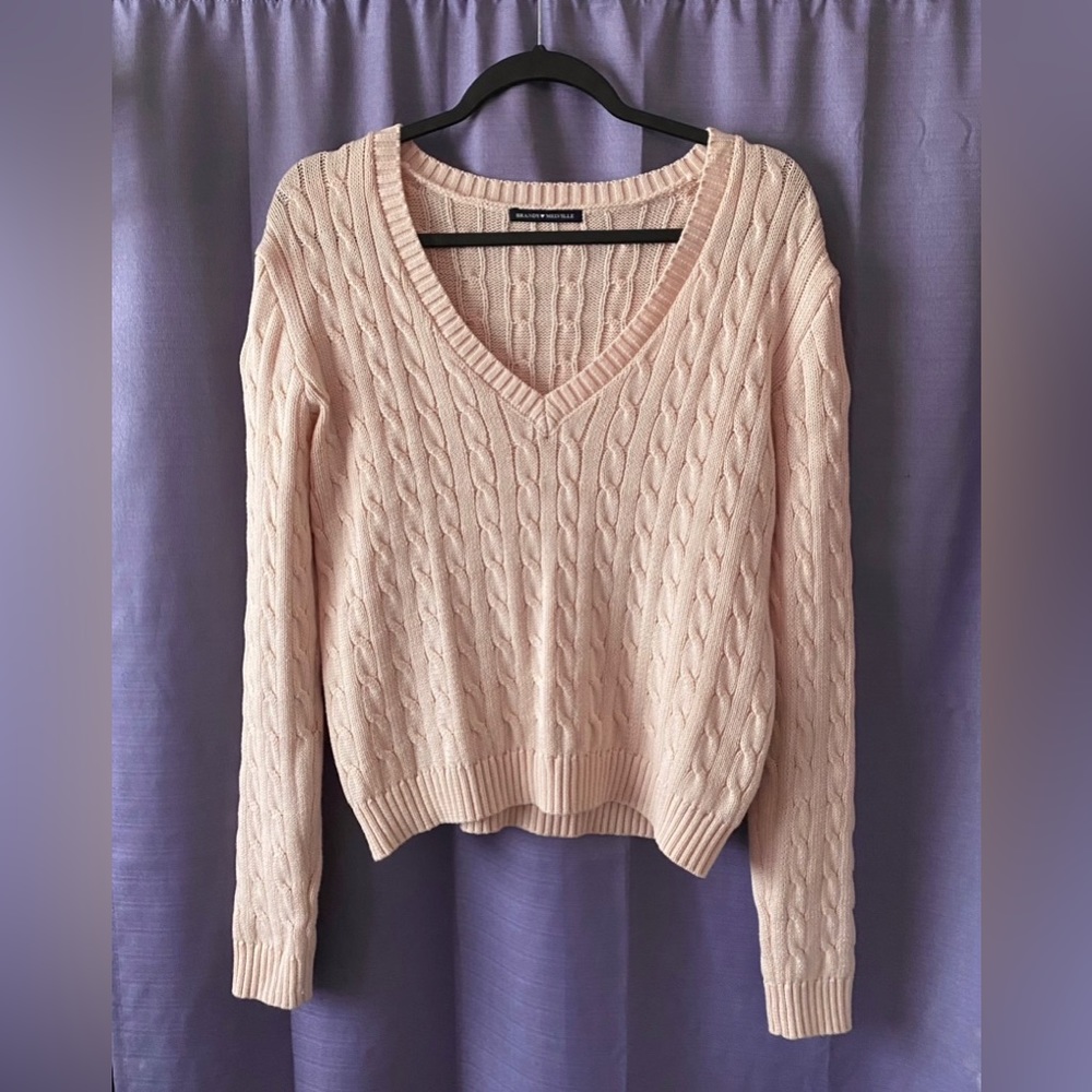 Brandy Melville light pink cable knit sweater